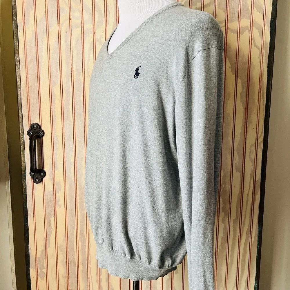 Polo Ralph Lauren Men's Andover Heather Pima Cotton V-Neck Sweater Size‎ XL.